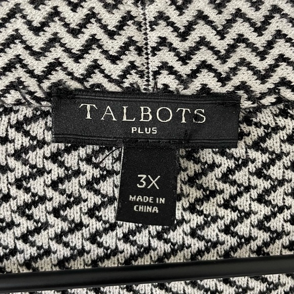 Talbots 3X Houndstooth Knit Cardigan Open Front Pockets Cozy Casual Minimalist - Picture 3 of 14